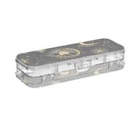 ISAOA Pencil Case Moon Sun Stars Starry Sky Pencils Box with Snap Lid,Double Deck Clear Stationery Pen Case with 4 Rulers Dividing Pen Storage Organiser for School Office