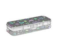 ISAOA Pencil Case Mystical Esoteric with Moon and Magic Pencils Box with Snap Lid,Double Deck Clear Stationery Pen Case with 4 Rulers Dividing Pen Storage Organiser for School Office