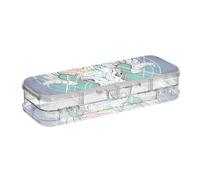 ISAOA Pencil Case Native American Bull Skull Pencils Box with Snap Lid,Double Deck Clear Stationery Pen Case with 4 Rulers Dividing Pen Storage Organiser for School Office