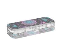 ISAOA Pencil Case Native American Indian Pencils Box with Snap Lid,Double Deck Clear Stationery Pen Case with 4 Rulers Dividing Pen Storage Organiser for School Office