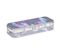 ISAOA Pencil Case Native American Indian Talisman Pencils Box with Snap Lid,Double Deck Clear Stationery Pen Case with 4 Rulers Dividing Pen Storage Organiser for School Office