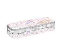 ISAOA Pencil Case Princess Dress Crown with Unicorn Pencils Box with Snap Lid,Double Deck Clear Stationery Pen Case with 4 Rulers Dividing Pen Storage Organiser for School Office