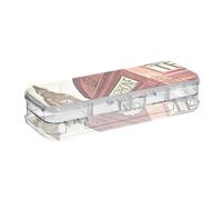 ISAOA Pencil Case Red Telephone Box Big Ben London Pencils Box with Snap Lid,Double Deck Clear Stationery Pen Case with 4 Rulers Dividing Pen Storage Organiser for School Office