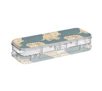 ISAOA Pencil Case Saber-Toothed Dragon Pencils Box with Snap Lid,Double Deck Clear Stationery Pen Case with 4 Rulers Dividing Pen Storage Organiser for School Office