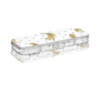 ISAOA Pencil Case Seamless Cute Tiger Pencils Box with Snap Lid,Double Deck Clear Stationery Pen Case with 4 Rulers Dividing Pen Storage Organiser for School Office