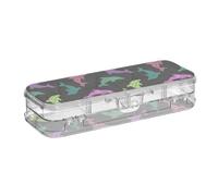 ISAOA Pencil Case Summer Animals Seamless Dolphins Pencils Box with Snap Lid,Double Deck Clear Stationery Pen Case with 4 Rulers Dividing Pen Storage Organiser for School Office