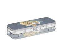 ISAOA Pencil Case Tiger and Palm Leaves Pencils Box with Snap Lid,Double Deck Clear Stationery Pen Case with 4 Rulers Dividing Pen Storage Organiser for School Office