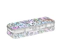 ISAOA Pencil Case Tiger Cheeth Printed Pencils Box with Snap Lid,Double Deck Clear Stationery Pen Case with 4 Rulers Dividing Pen Storage Organiser for School Office