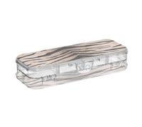 ISAOA Pencil Case Tiger Print Animal Stripe Pencils Box with Snap Lid,Double Deck Clear Stationery Pen Case with 4 Rulers Dividing Pen Storage Organiser for School Office