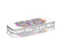ISAOA Pencil Case Tiger Rainbow Pencils Box with Snap Lid,Double Deck Clear Stationery Pen Case with 4 Rulers Dividing Pen Storage Organiser for School Office