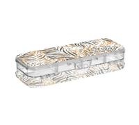 ISAOA Pencil Case Tiger Skin Pencils Box with Snap Lid,Double Deck Clear Stationery Pen Case with 4 Rulers Dividing Pen Storage Organiser for School Office