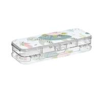 ISAOA Pencil Case Turtle and Sea Life Pencils Box with Snap Lid,Double Deck Clear Stationery Pen Case with 4 Rulers Dividing Pen Storage Organiser for School Office