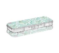 ISAOA Pencil Case Turtles and Starfish on A Blue Pencils Box with Snap Lid,Double Deck Clear Stationery Pen Case with 4 Rulers Dividing Pen Storage Organiser for School Office