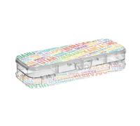 ISAOA Pencil Case USA Cities Names Word Cloud Collage Pencils Box with Snap Lid,Double Deck Clear Stationery Pen Case with 4 Rulers Dividing Pen Storage Organiser for School Office