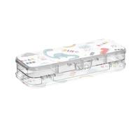 ISAOA Pencil Case Wild Animals and Nature Pencils Box with Snap Lid,Double Deck Clear Stationery Pen Case with 4 Rulers Dividing Pen Storage Organiser for School Office