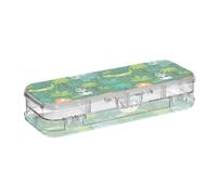 ISAOA Pencil Case Wild Animals in The Jungle Pencils Box with Snap Lid,Double Deck Clear Stationery Pen Case with 4 Rulers Dividing Pen Storage Organiser for School Office