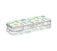 ISAOA Pencil Case Wild Jungle Animals Lion Giraffe Elephant Pencils Box with Snap Lid,Double Deck Clear Stationery Pen Case with 4 Rulers Dividing Pen Storage Organiser for School Office