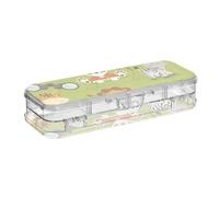 ISAOA Pencil Case Woodland Animal Elephant Zebra Girraffe Lion Tiger Pencils Box with Snap Lid,Double Deck Clear Stationery Pen Case with 4 Rulers Dividing Pen Storage Organiser for School Office