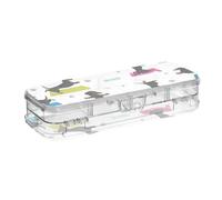 ISAOA Pencil Case Yoga Dogs Poses and Exercises Pencils Box with Snap Lid,Double Deck Clear Stationery Pen Case with 4 Rulers Dividing Pen Storage Organiser for School Office