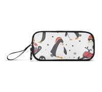 ISAOA Penguins Animal Ski Big Capacity Pencil Case 3 Compartments Pencil Pouch Portable Large Storage Pencil Box Pencil Bag for Teen Boys Girls Adults Students
