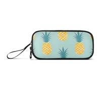 ISAOA Pineapples Aqua Background Big Capacity Pencil Case 3 Compartments Pencil Pouch Portable Large Storage Pencil Box Pencil Bag for Teen Boys Girls Adults Students