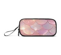 ISAOA Pink Gold Dragon Scales Pattern Big Capacity Pencil Case 3 Compartments Pencil Pouch Portable Large Storage Pencil Box Pencil Bag for Teen Boys Girls Adults Students