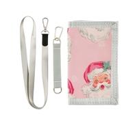 ISAOA Pink Santa Claus Head Pattern Kids Wallets for Boys Girls, Toddler Trifold Wallet with Zippered Coin Pocket and Card Holders, Novelty Wallet for Childrens Birthday Gifts