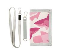 ISAOA Pink Shark Pattern Kids Wallets for Boys Girls, Toddler Trifold Wallet with Zippered Coin Pocket and Card Holders, Novelty Wallet for Childrens Birthday Gifts