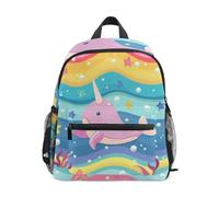 ISAOA Pink Whale Rainbow Kids Small School Backpack, Toddler Preschool Shoulder Bookbag Kindergarten School Bag Casual Daypack for Boys Girls