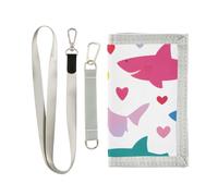 ISAOA Rainbow Shark Heart Pattern Kids Wallets for Boys Girls, Toddler Trifold Wallet with Zippered Coin Pocket and Card Holders, Novelty Wallet for Childrens Birthday Gifts