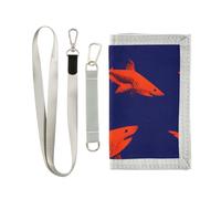 ISAOA Red Shark Pattern Kids Wallets for Boys Girls, Toddler Trifold Wallet with Zippered Coin Pocket and Card Holders, Novelty Wallet for Childrens Birthday Gifts