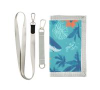 ISAOA Shark Flower Pattern Kids Wallets for Boys Girls, Toddler Trifold Wallet with Zippered Coin Pocket and Card Holders, Novelty Wallet for Childrens Birthday Gifts