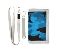 ISAOA Shark Silhouette Pattern Kids Wallets for Boys Girls, Toddler Trifold Wallet with Zippered Coin Pocket and Card Holders, Novelty Wallet for Childrens Birthday Gifts