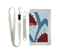 ISAOA Shark with Open Mouth Pattern Kids Wallets for Boys Girls, Toddler Trifold Wallet with Zippered Coin Pocket and Card Holders, Novelty Wallet for Childrens Birthday Gifts