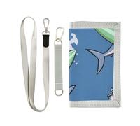 ISAOA Shark with Surfboard Pattern Kids Wallets for Boys Girls, Toddler Trifold Wallet with Zippered Coin Pocket and Card Holders, Novelty Wallet for Childrens Birthday Gifts