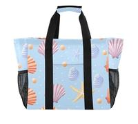 ISAOA Shells and Starfish Pattern Beach Bags for Women Large Waterproof Beach Tote Bag Travel Pool Yoga Nurse Shopping Tote Bag