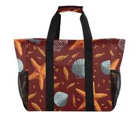 ISAOA Shells Starfish Design Beach Bags for Women Large Waterproof Beach Tote Bag Travel Pool Yoga Nurse Shopping Tote Bag