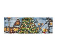 ISAOA Snowman Christmas Tree Valance for Windows Kitchen Valance Window Treatment Short Curtains for Living Room Bedroom Windows Bathroom, 1 Panel, 54" W x 18" L