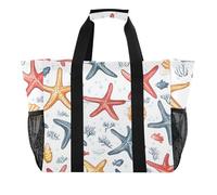 ISAOA Starfish Shell Fish Pattern Beach Bags for Women Large Waterproof Beach Tote Bag Travel Pool Yoga Nurse Shopping Tote Bag