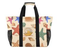 ISAOA Starfish Shell Snails Pattern Beach Bags for Women Large Waterproof Beach Tote Bag Travel Pool Yoga Nurse Shopping Tote Bag