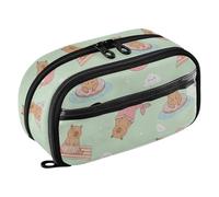 ISAOA Summer Capybara Cloud Doughnut Pencil Case with Clear PVC, Waterproof Zipper Pen Bag Pouch Organizer with PE Divider Large Capacity Stationery Storage for School Office