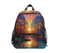 ISAOA Sunset Forest Kids Small School Backpack, Toddler Preschool Shoulder Bookbag Kindergarten School Bag Casual Daypack for Boys Girls