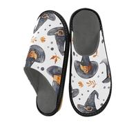 ISAOA The Witch's Hat and Leaves House Slippers for Women Men, Non Slip Slippers Warm Slippers House Shoes Indoor Outdoor, 40-41