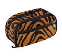 ISAOA Tiger Stripes Print Pencil Case with Clear PVC, Waterproof Zipper Pen Bag Pouch Organizer with PE Divider Large Capacity Stationery Storage for School Office