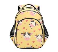 ISAOA Toddler Backpack Kids Backpack for Preschool or Kindergarten Cow Love Yellow Background 3-8 Years Old
