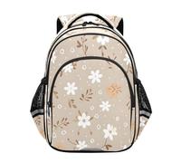ISAOA Toddler Backpack Kids Backpack for Preschool or Kindergarten White Flower Gold Leave 3-8 Years Old