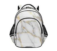 ISAOA Toddler Backpack Kids Backpack for Preschool or Kindergarten White Gold Marble 3-8 Years Old