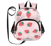 ISAOA Toddler Backpack with reins, Kids Anti-Lost Rucksack with Safety Harness,Strawberry White Flowers Backpack for Boys and Girls Baby Preschool Mini Bag with Leash,S