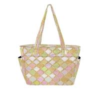 ISAOA Tote Bag for Women,Work Tote Bag with Zip Lightweight Laptop Bag Hand Bags Womens Shoulde Handbag Pastel Pink Yellow Green Moroccan