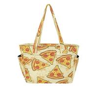 ISAOA Tote Bag for Women,Work Tote Bag with Zip Lightweight Laptop Bag Hand Bags Womens Shoulde Handbag Pizza Slice on Yellow